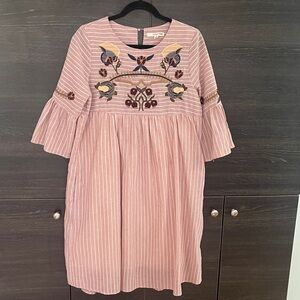 Orange Creek Old Rose Pink Appliqué Dress